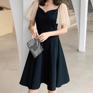 A-line Mesh Sleeve Dress
